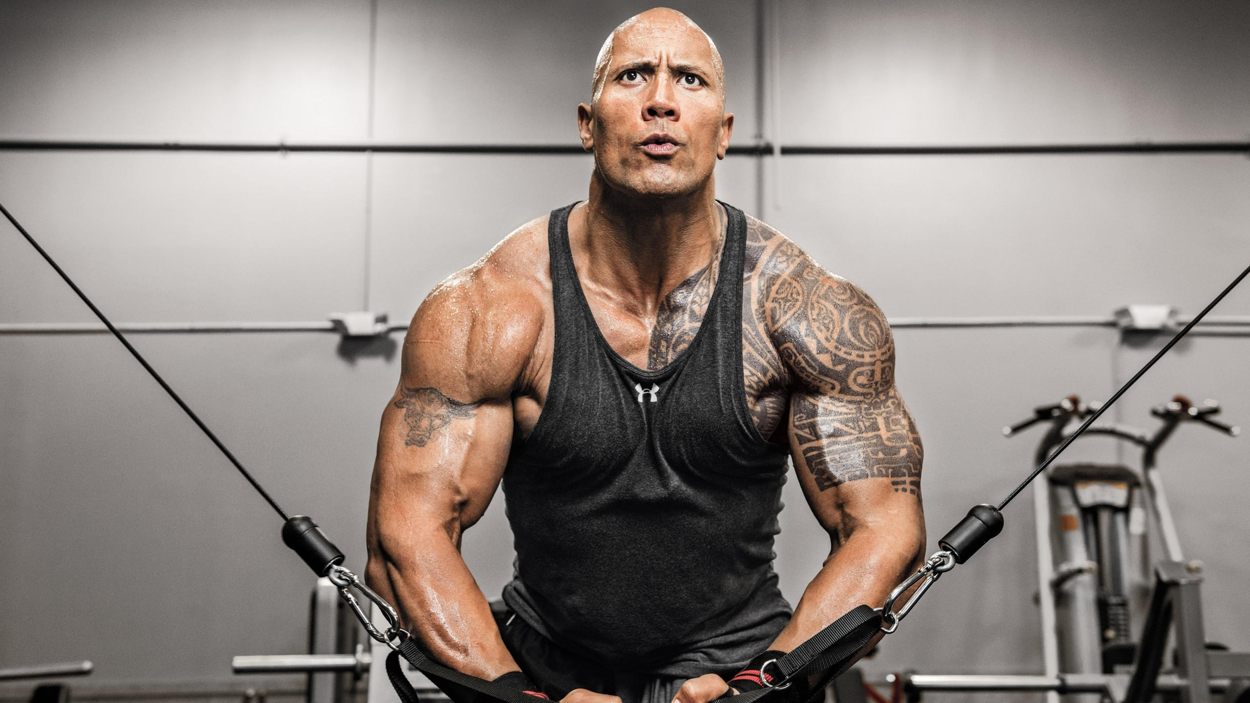 Dwayne johnson 2560x1440 exercise actor