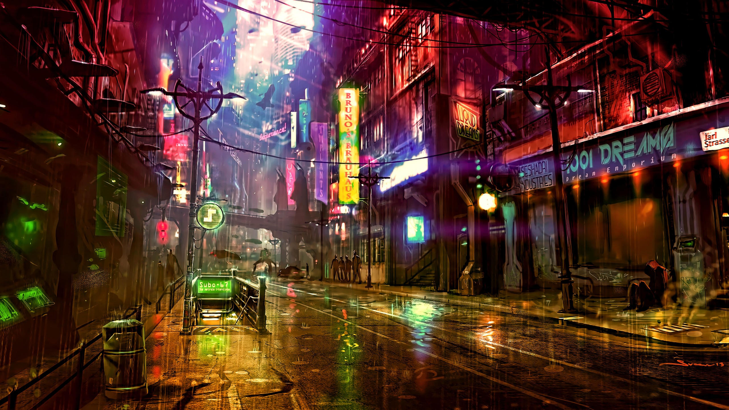 Futuristic 2560x1440 cyberpunk future world 4k