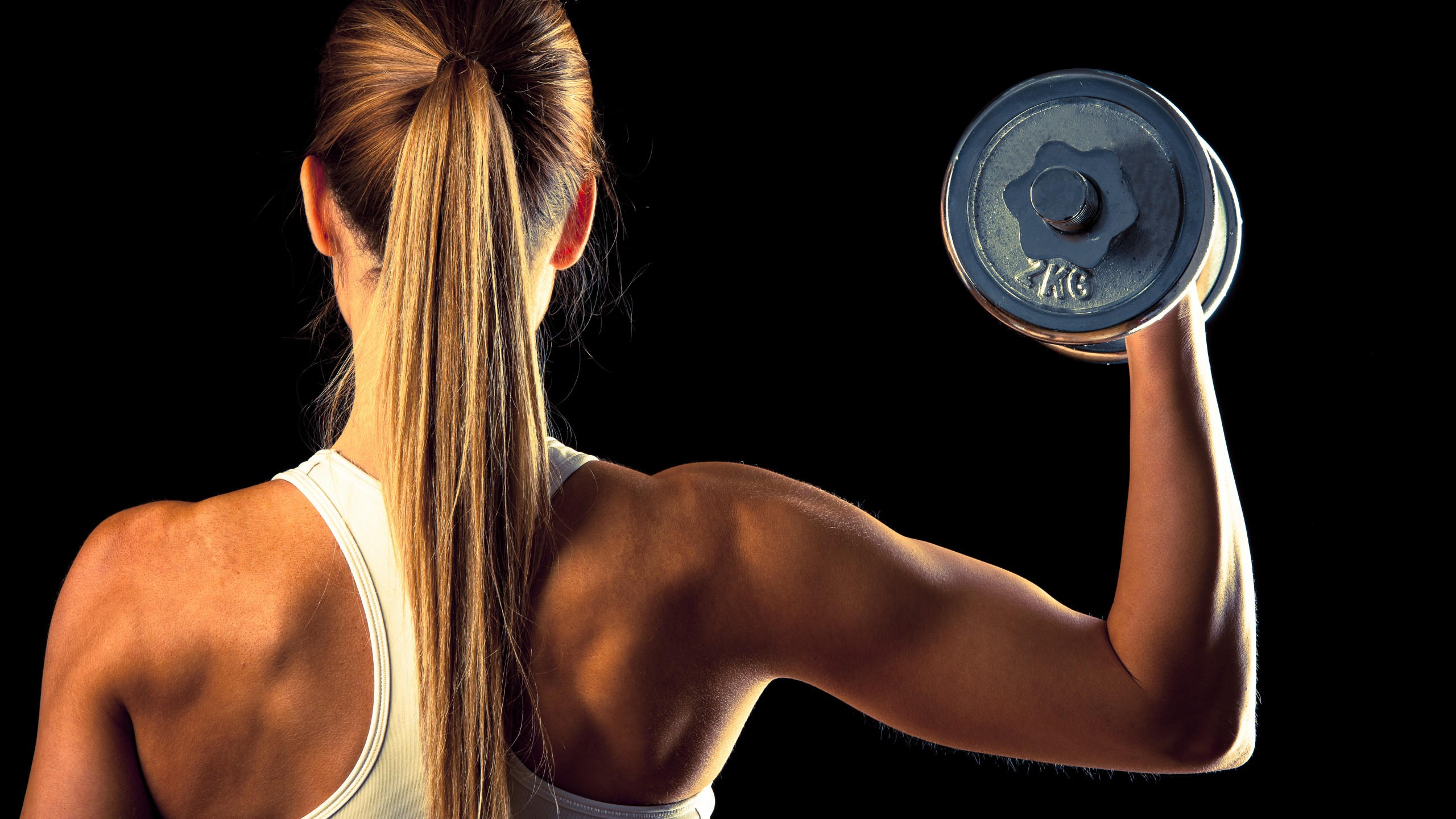 Girl 2560x1440 fitness exercise gym dumbbells workout sportswear