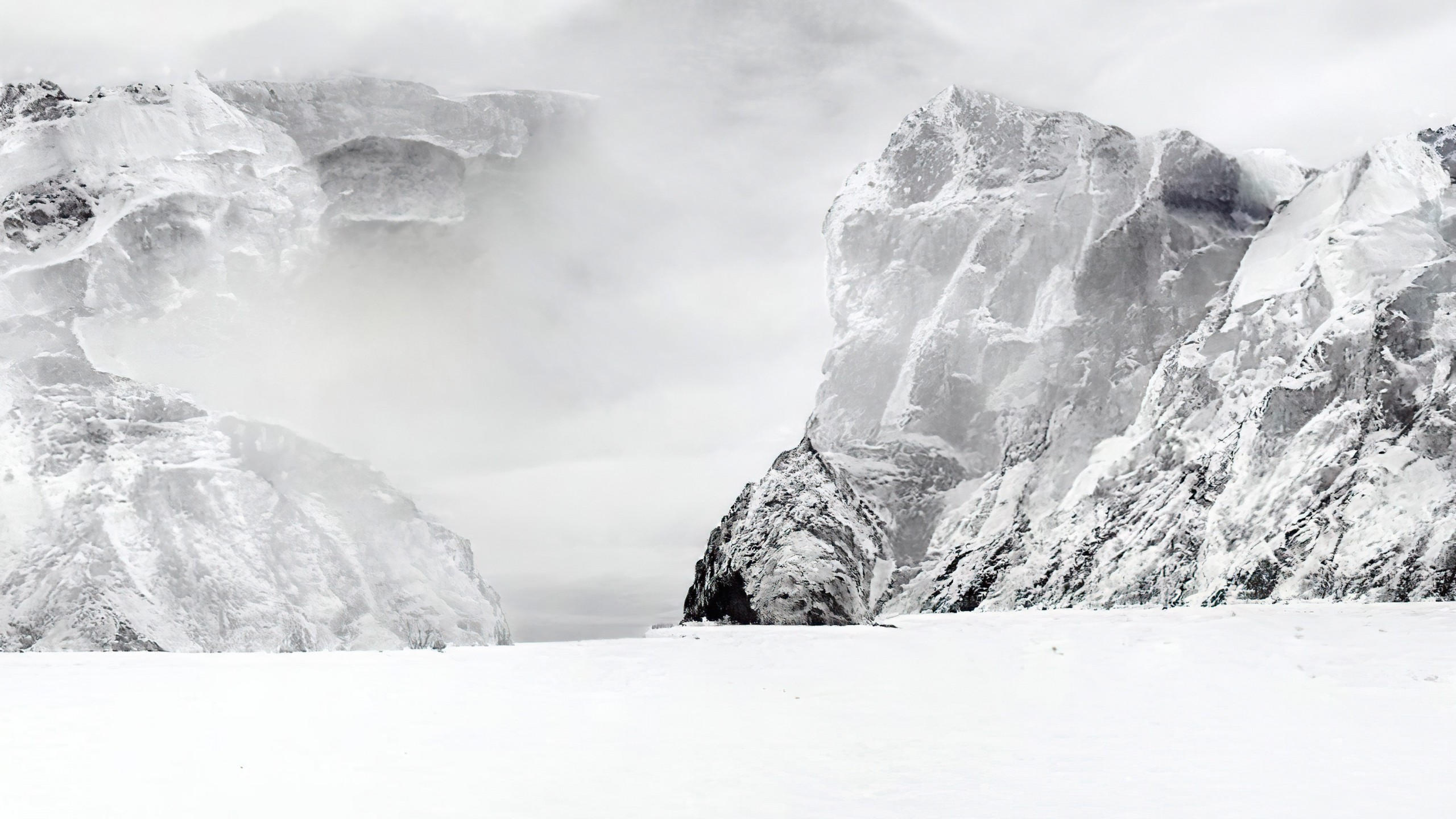 Glacier 2560x1440 rock ice snow winter 4k