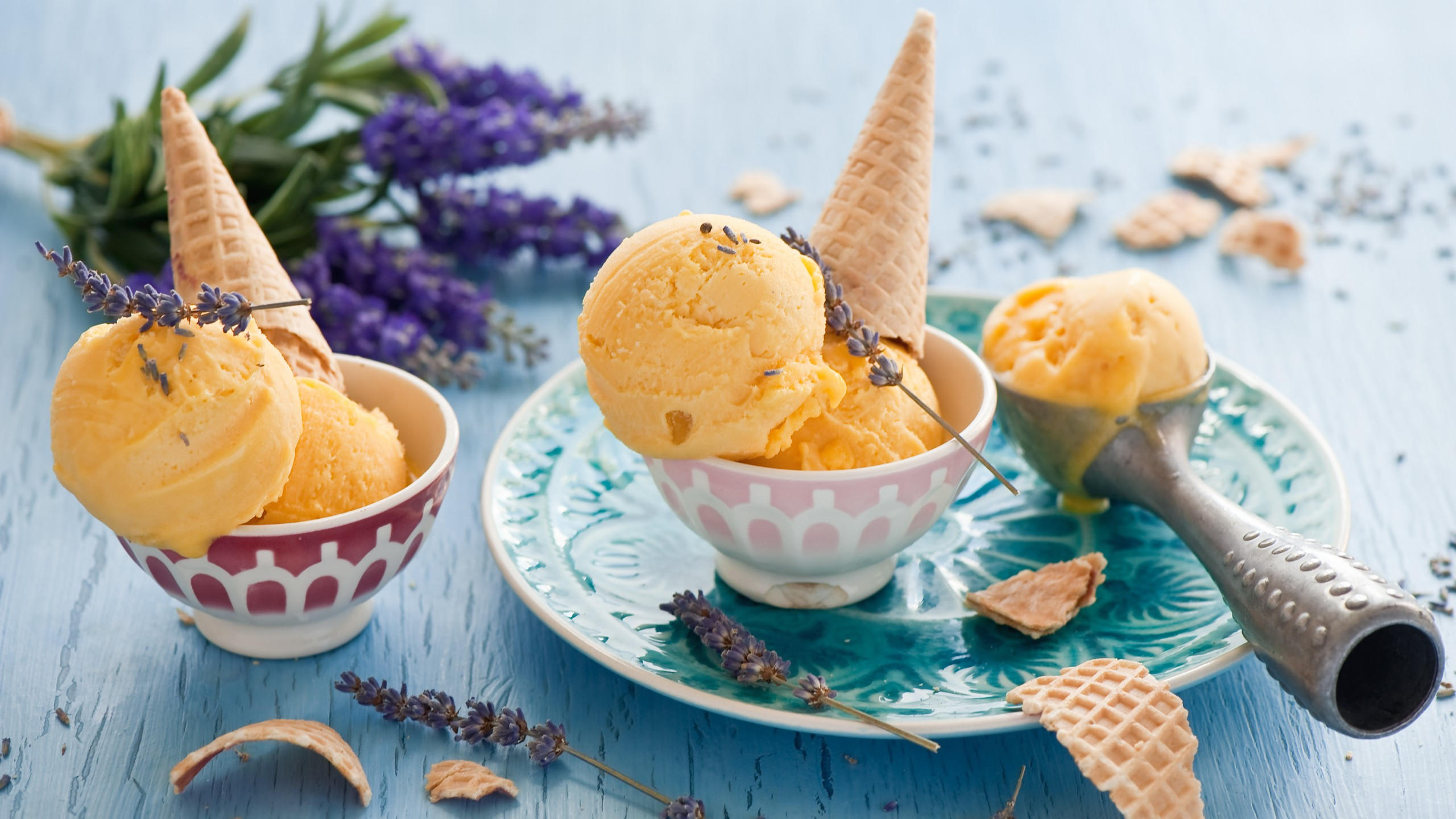 Ice cream 2560x1440 lavender delicious 4k