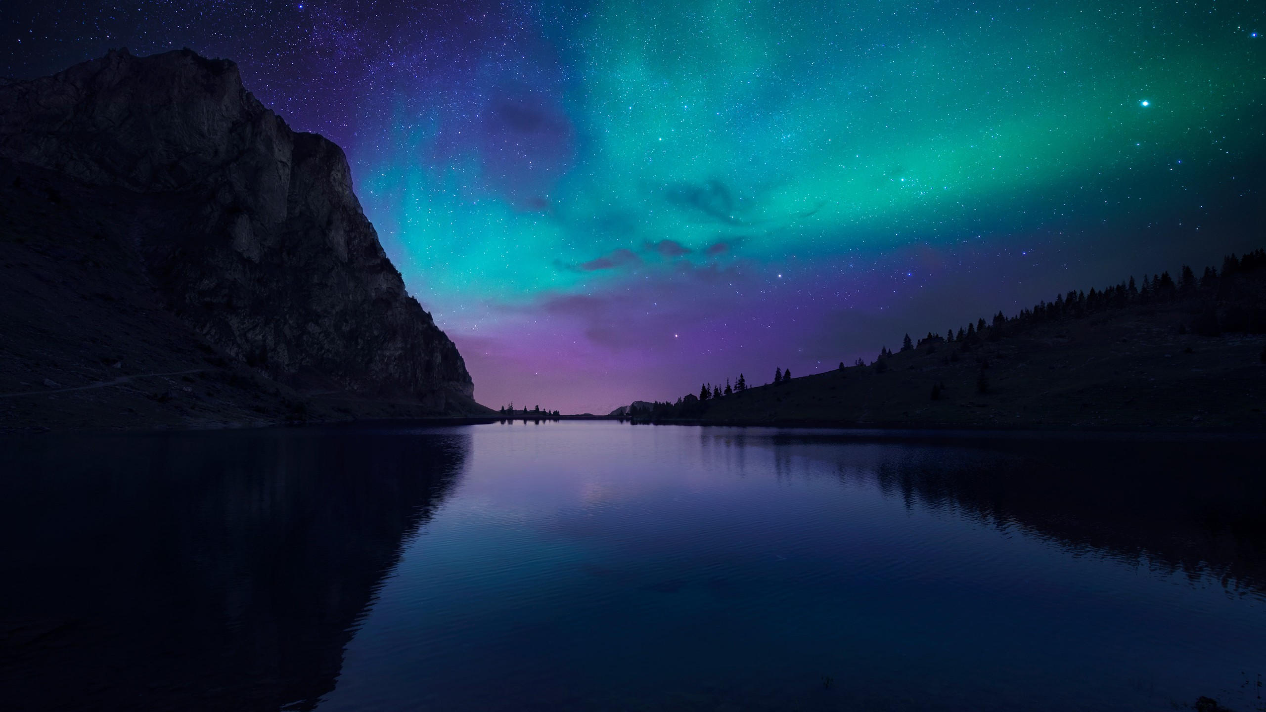 Lake aurora 2560x1440 4k hd wallpaper florida night sky stars