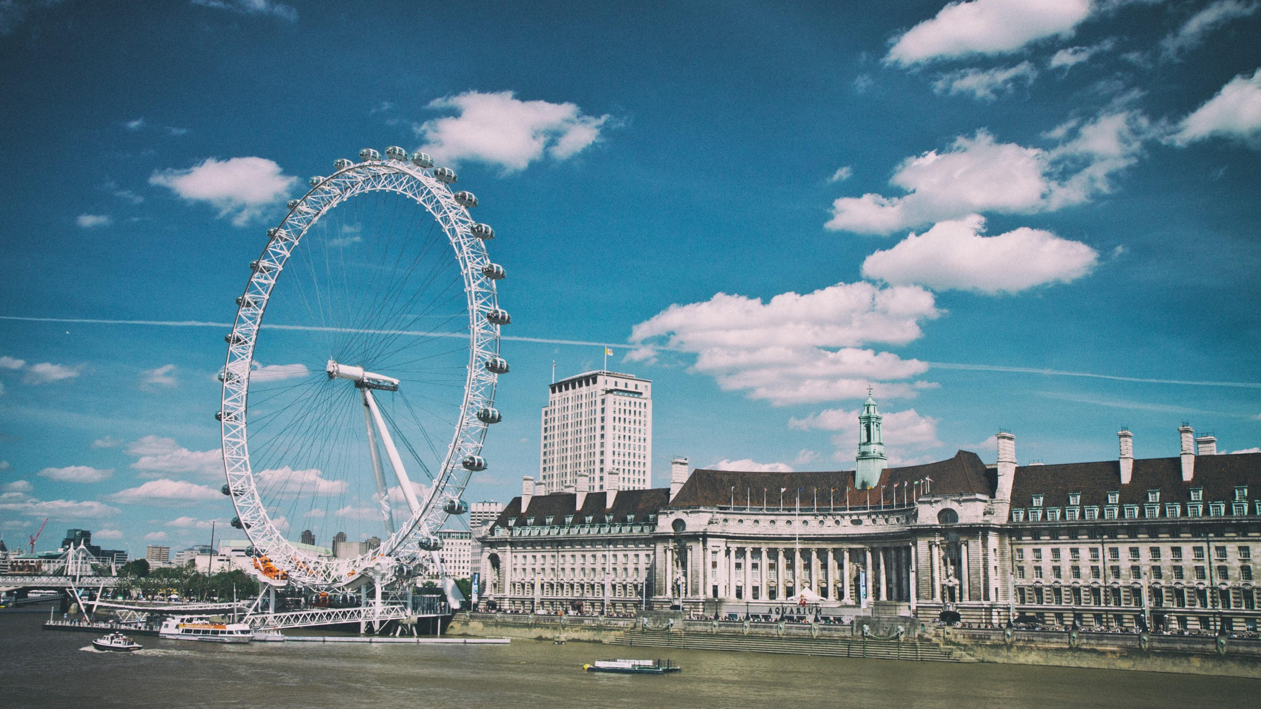 London eye 2560x1440 thames london england