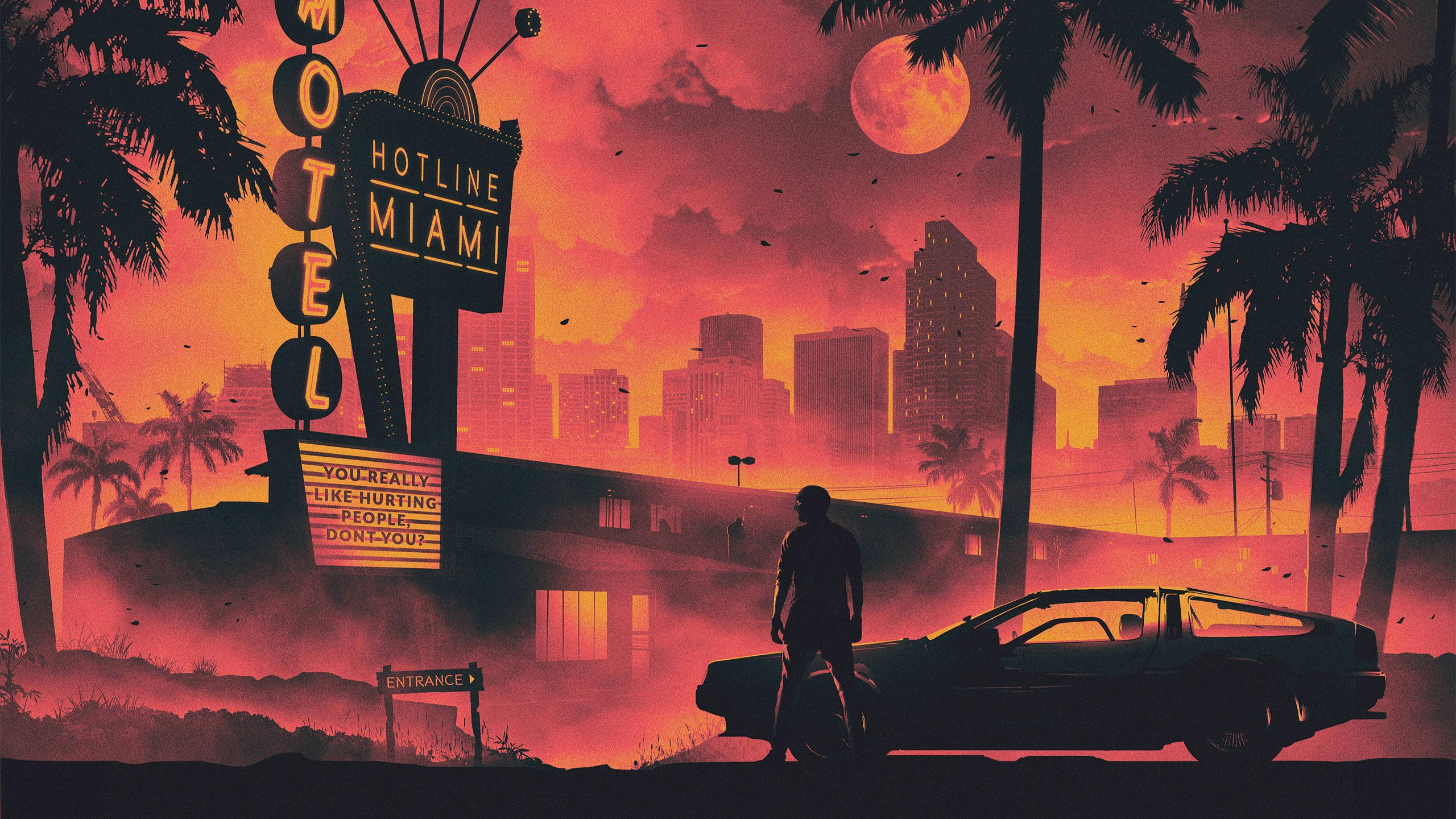 Retrowave 2560x1440 city orange 5k