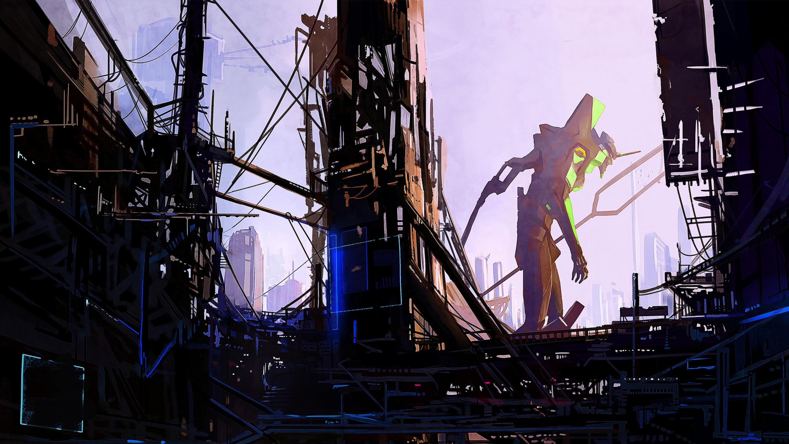 Robot 2560x1440 city 4k