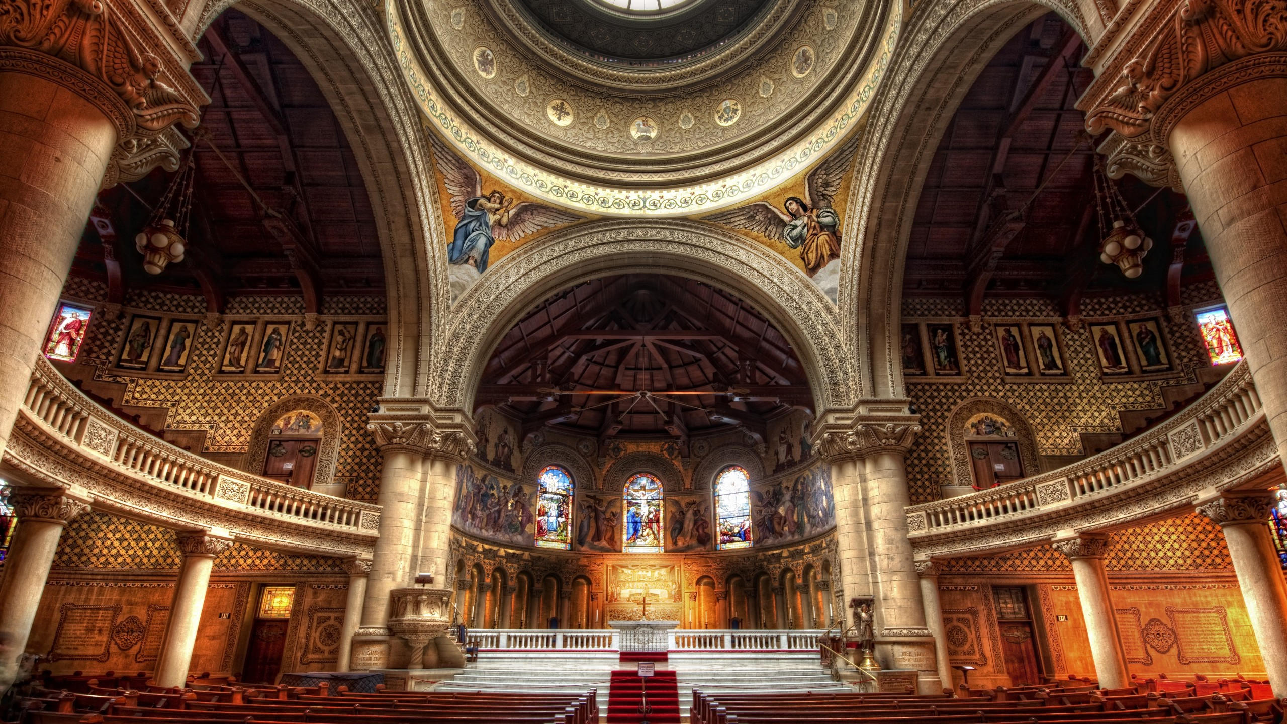Stanford memorial church 2560x1440 colorful 5k