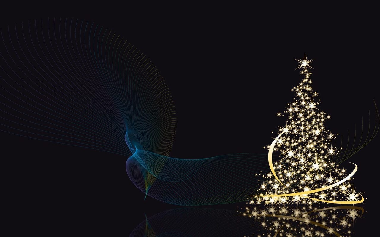 Arbol de navidad con fondo negro