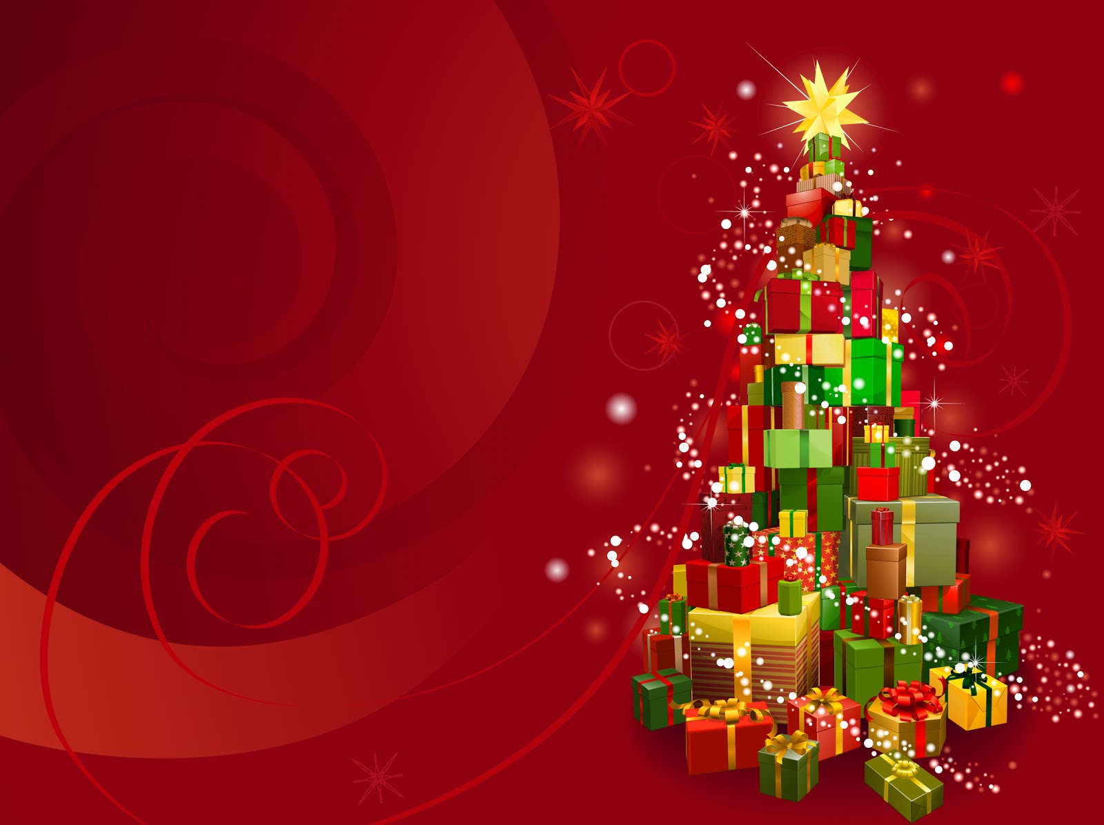 Arbol de navidad hecho con regalos