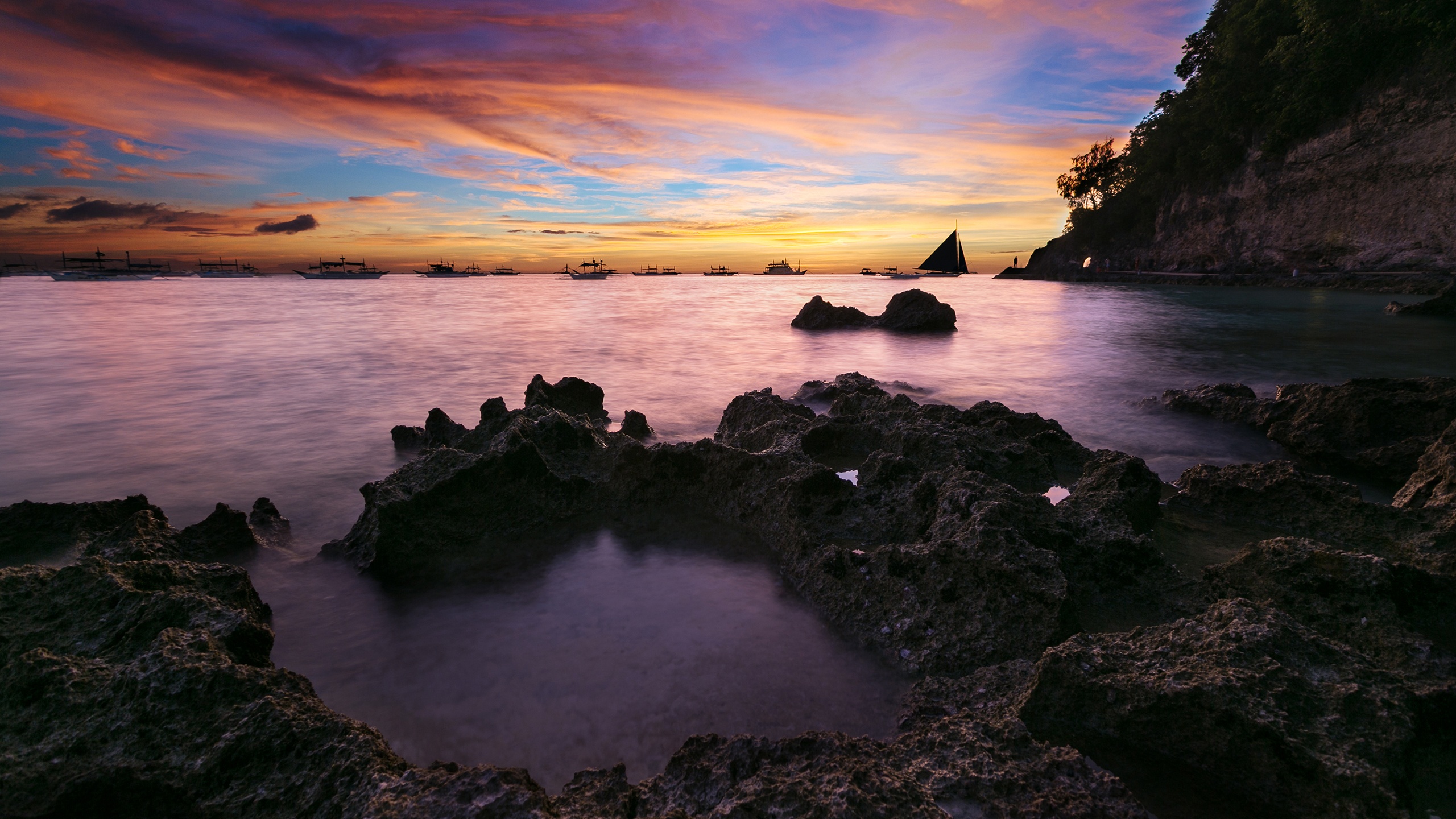 Coastal sunset seascape