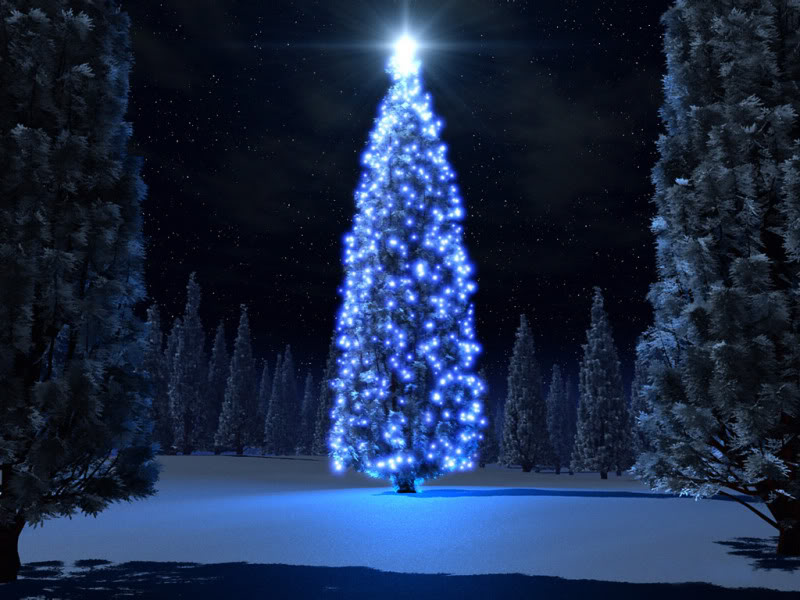 Fondo de pantalla arbol azul encendido