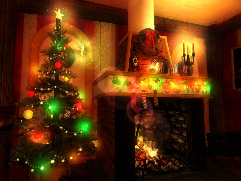 Fondo de pantalla arbol con luces verdes