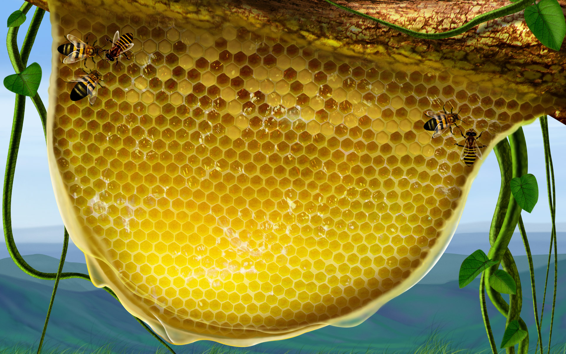 Fondo de pantalla enjambre de abejas