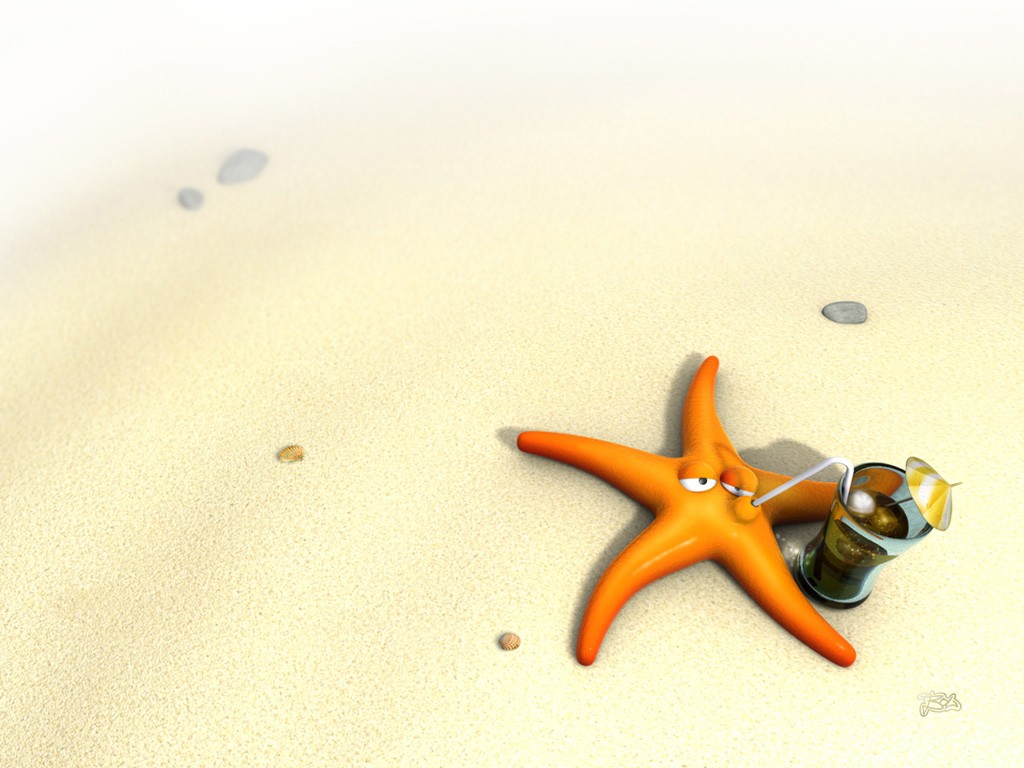 Fondo de pantalla estrella de mar bebiendo