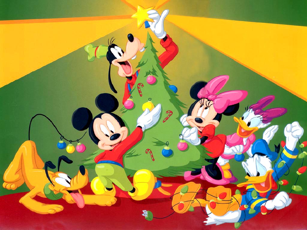 Fondos hd la casa de Micky Mouse adornando el arbol