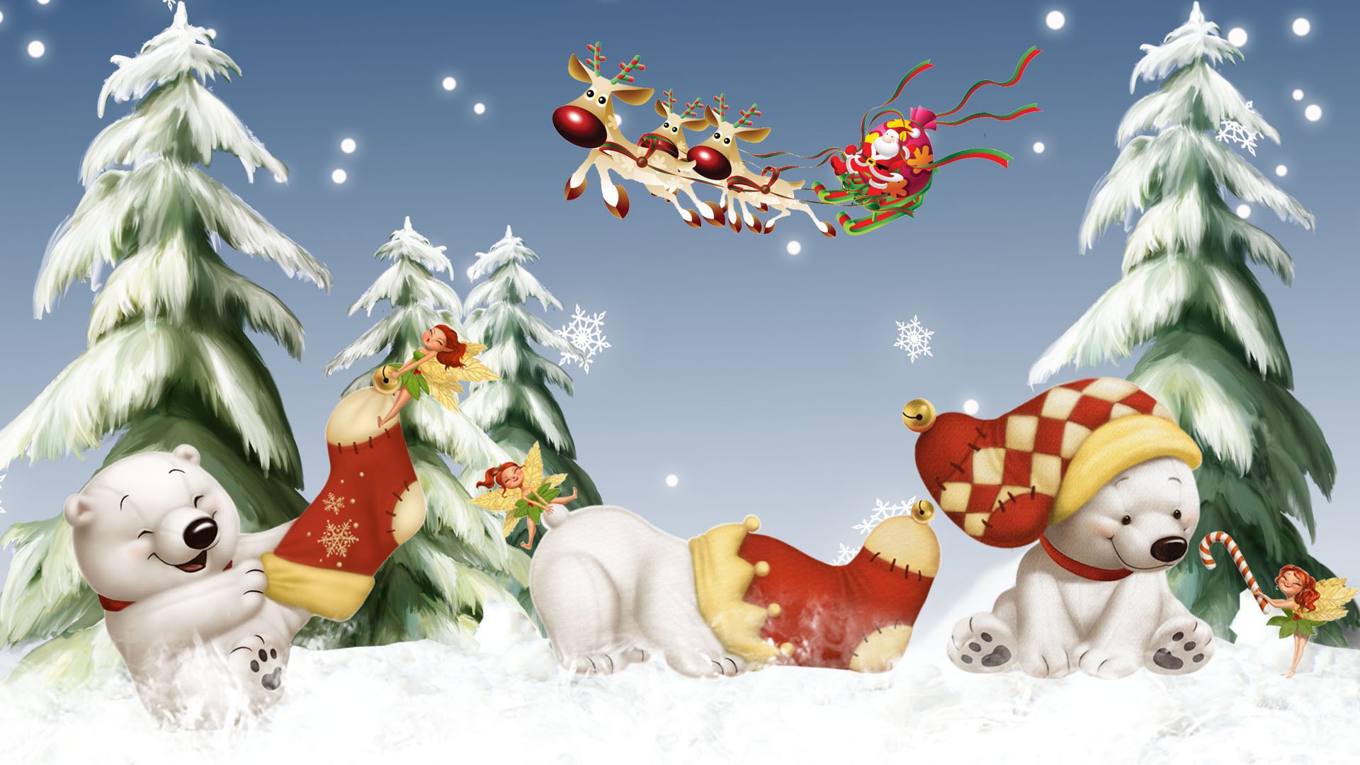 Fondos hd Osos Polares en Navidad